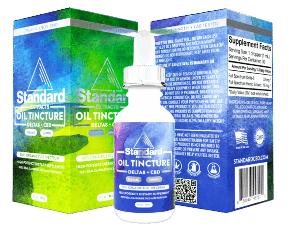 Delta 8 + CBD Tincture – 1000mg + 500mg Blend