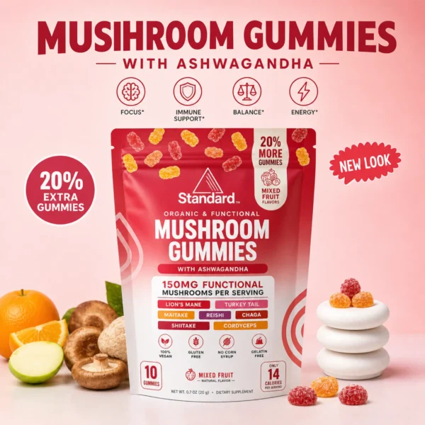 Organic Mushroom Gummies with Ashwagandha & Lion’s Mane - Image 3