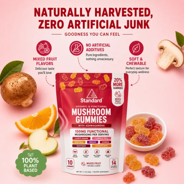 Organic Mushroom Gummies with Ashwagandha & Lion’s Mane - Image 4